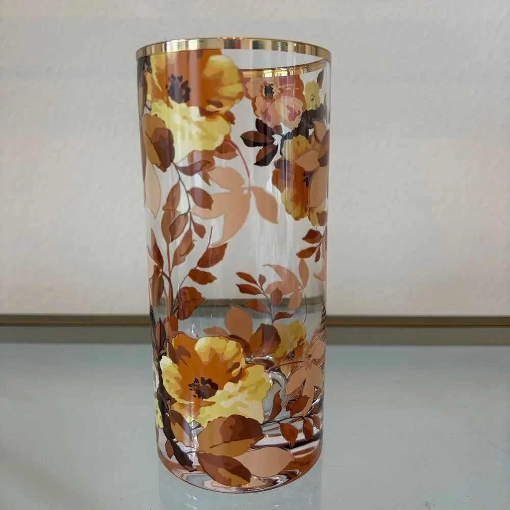 NEW Mackenzie Childs Wild Rose Highball Glass Set of 4 in Original Box